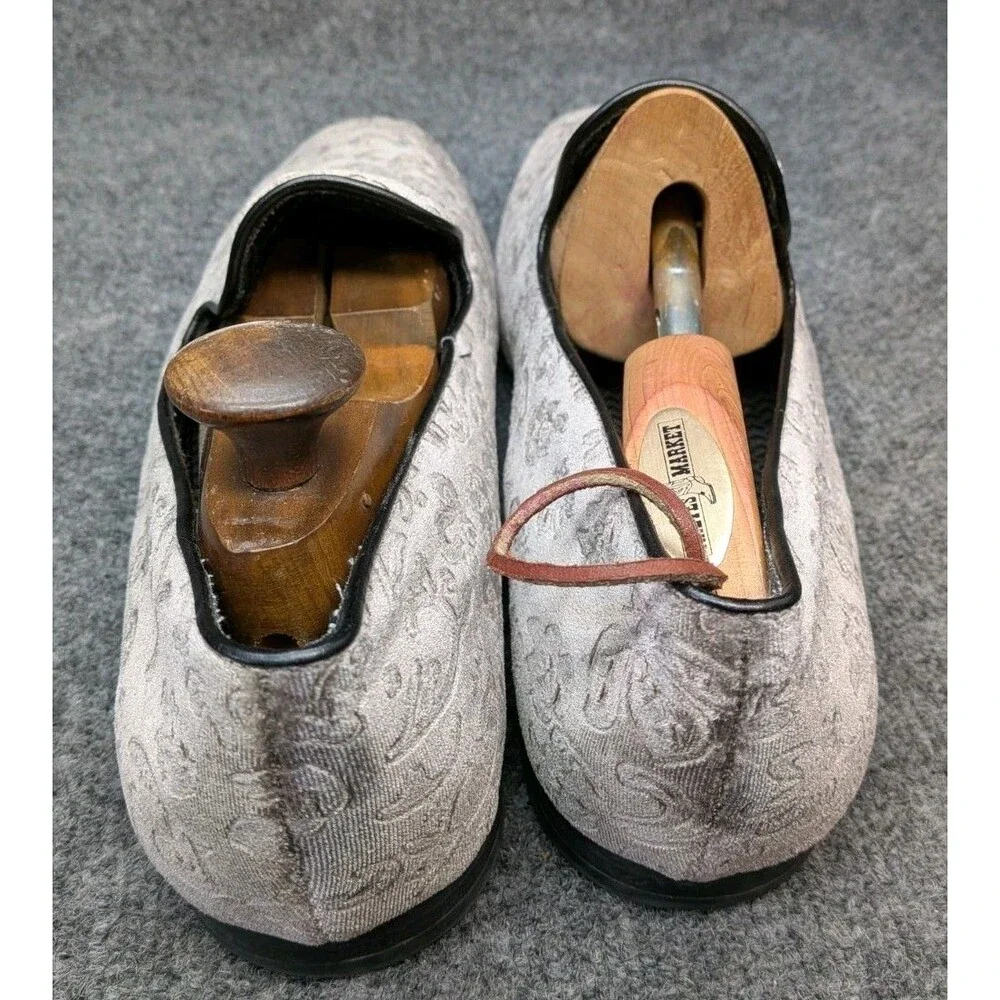 Giorgio Brutini Men’s 13 Gray Velvet Smoking Slippers Floral Pattern Dress...